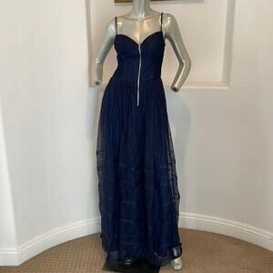 Betsey Johnson Sleeveless Blue Lace Bustier Maxi Dress Cocktail Party Size 8 NWT